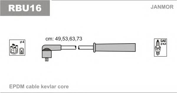 JANMOR RBU16 Комплект проводов зажигани... JANMOR RBU16 Комплект проводов зажигани...