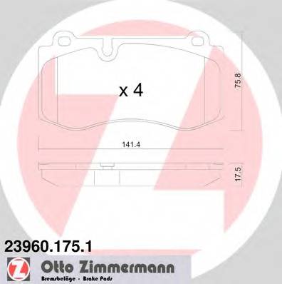 ZIMMERMANN 23960.175.1 Комплект тормозных колодок... ZIMMERMANN 23960.175.1 Комплект тормозных колодок...