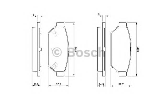 BOSCH 0 986 424 464 Комплект гальмівних колодо... BOSCH 0 986 424 464 Комплект гальмівних колодо...
