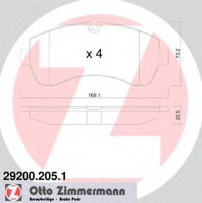 ZIMMERMANN 29200.205.1 Комплект гальмівних колодо...