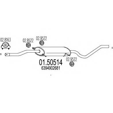 MTS 01.50514 Середній глушник вихлопних... MTS 01.50514 Середній глушник вихлопних...