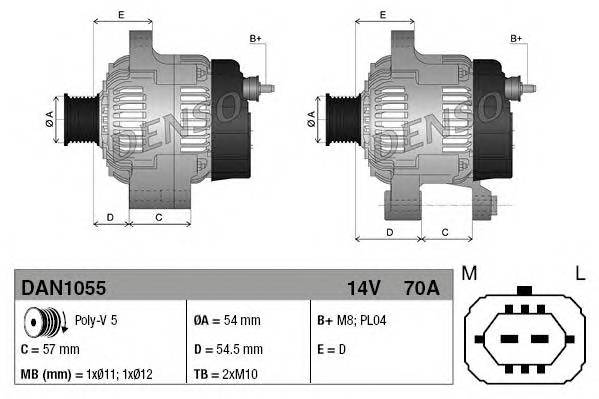 DENSO DAN1055 ALTERNATOR OPEL