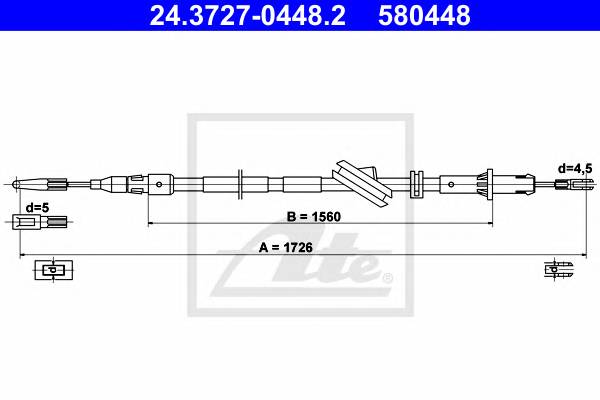 ATE 24.3727-0448.2 Трос, стояночная тормозная 