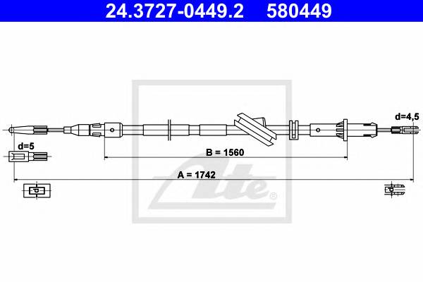 ATE 24.3727-0449.2 Трос, стояночная тормозная 