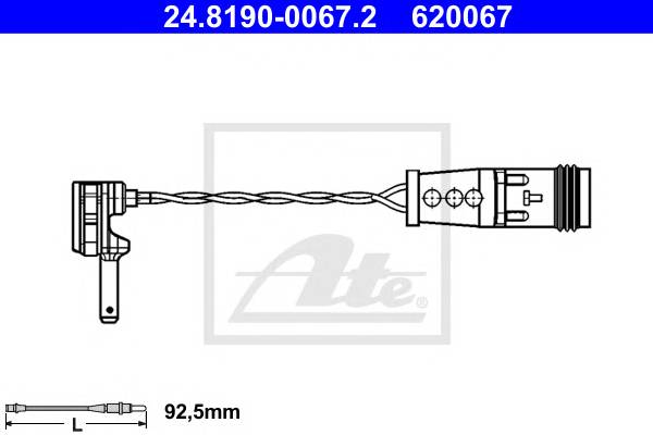 ATE 24.8190-0067.2 Сигнализатор, износ тормоз...